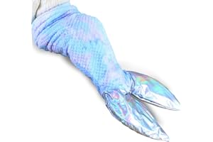 Stoinsto Thick Mermaid Tail Blanket Quilt for Cold Days, Soft Warm Winter Sleeping Bag with Plush Filling & Iridescent Shimmer Fish Tail, Wearable Cozy Flannel Snuggle Blanket, Blue Purple Diamond