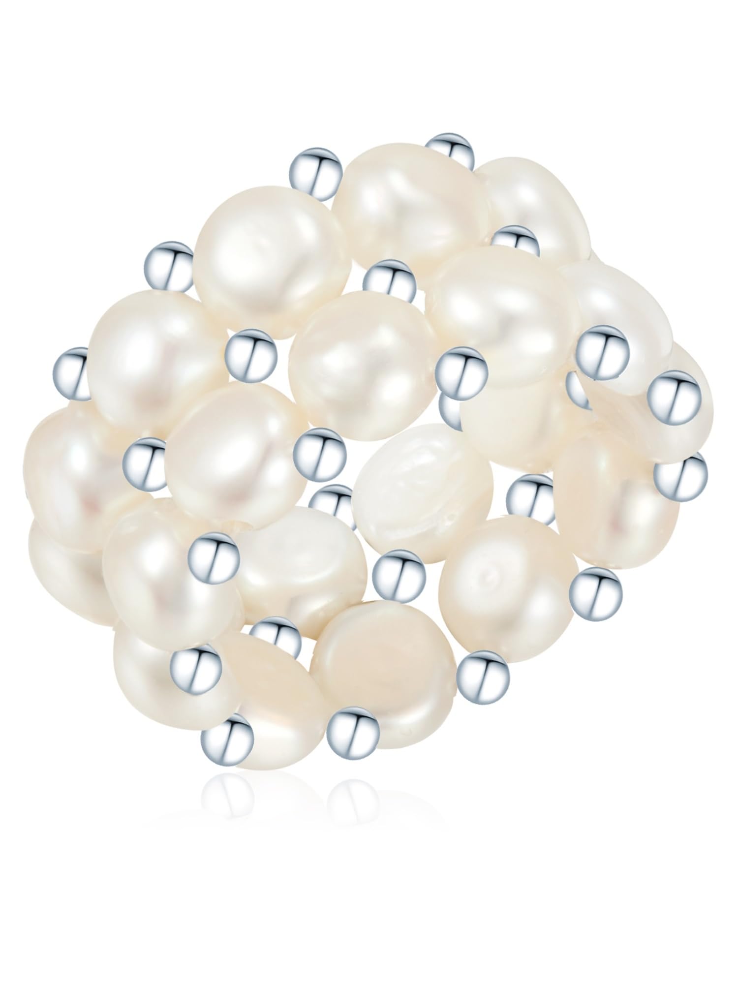 Valero Pearls Sterling Silver 925 rhodium-plated Ladies Ring with Freshwater cultured Pearls White 60840021