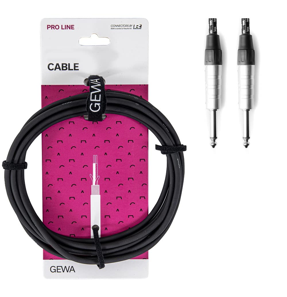 GEWA Instrument cable Mono Pro Line 6m jack, black white, 6.3 mm mono jack - 6.3 mm mono jack, 190512