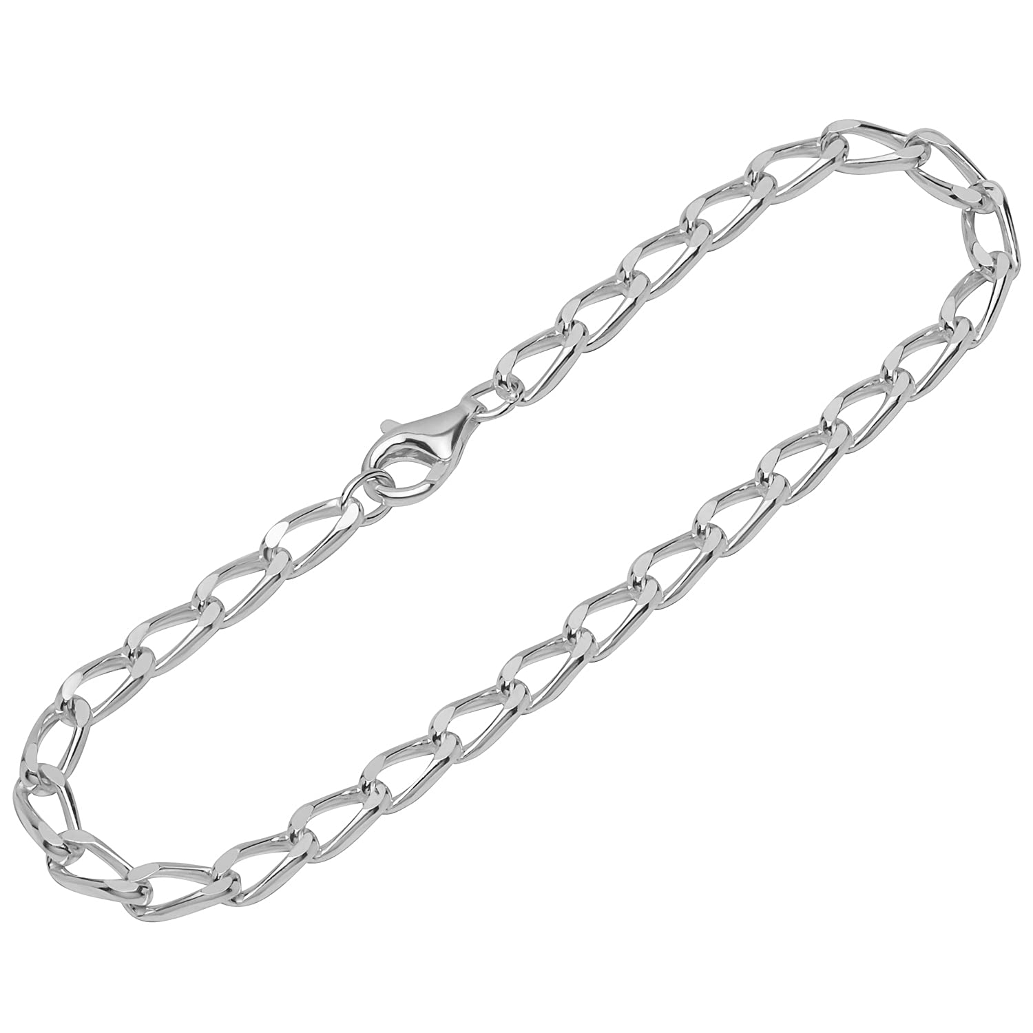 NKlaus bracelet 925 sterling silver 20cm long tank chain 4 diamond bracelet chain 12416
