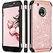 BENTOBEN Phone Case for Motorola Moto E4/G5, Luxury Sleek Bling Glitter Shiny Shockproof 2 in 1 Slim Soft TPU Bumper Hybrid Hard PC Protective Case for Motorola E4/Moto E 2017/MOTO G5, Rose Gold