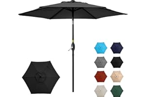 SUNVIVI OUTDOOR Outdoor Patio Umbrella, Patio Umbrella, Market Umbrella, Large Outdoor Umbrella, Metal Pole Umbrella with Push Button Tilt and Crank, Polyester Canopy