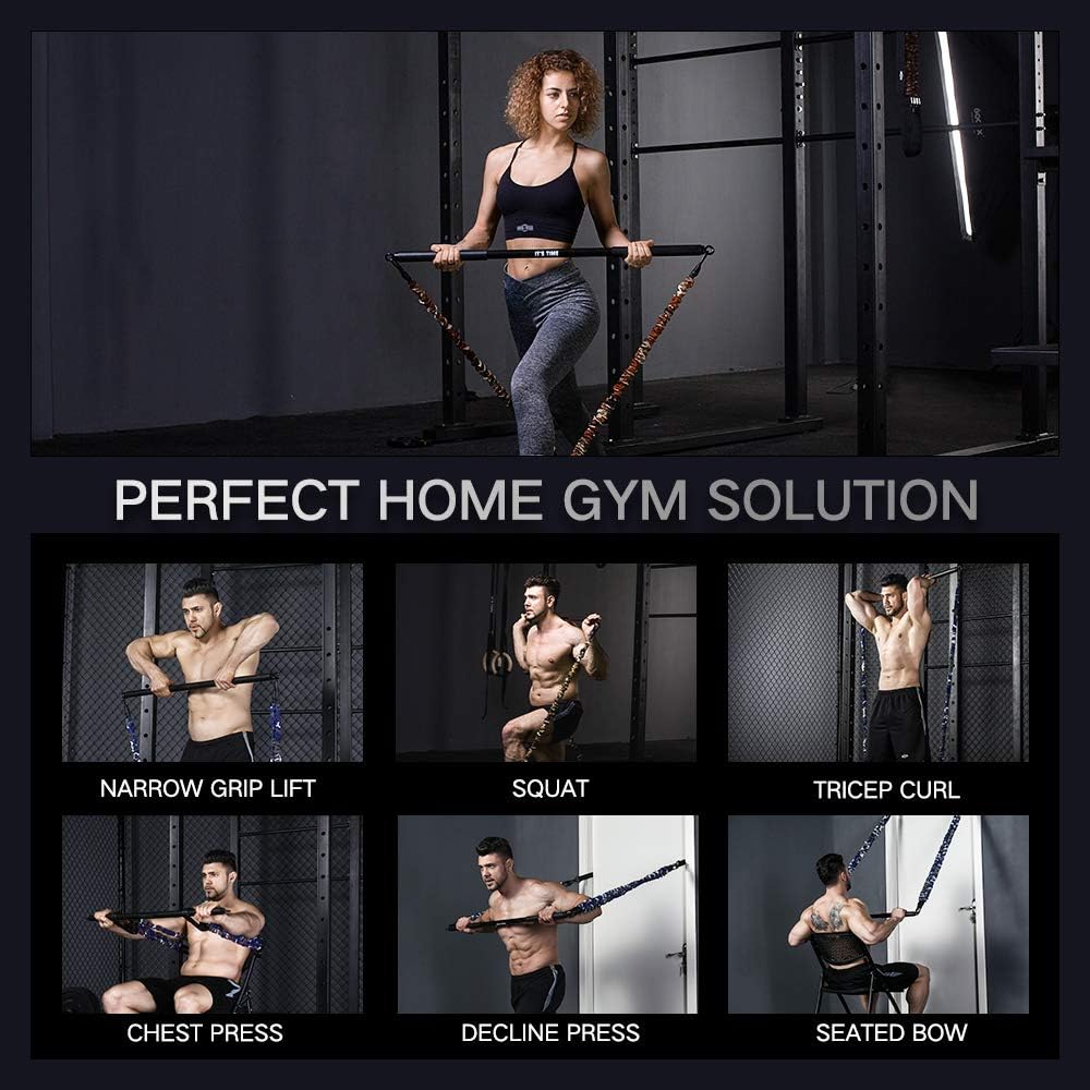 INNSTAR Resistance Bands Bar Exercise Bands Attachment 38" Black Max Load 800lb for Home Gym Workout Full Body Workout Power Lifting Fitness Bar (Portable Gym 3.0- Camo Red) : Sports & Outdoors