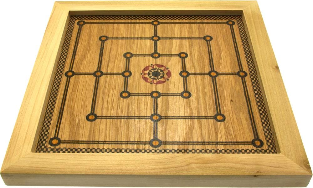 Brimtoy Gioco Da Tavolo Tradizionale 9 Uomini Morris In Legno Massello – Fatto A Mano Nel Regno Unito, 24x24 Cm, Per 2 Giocatori