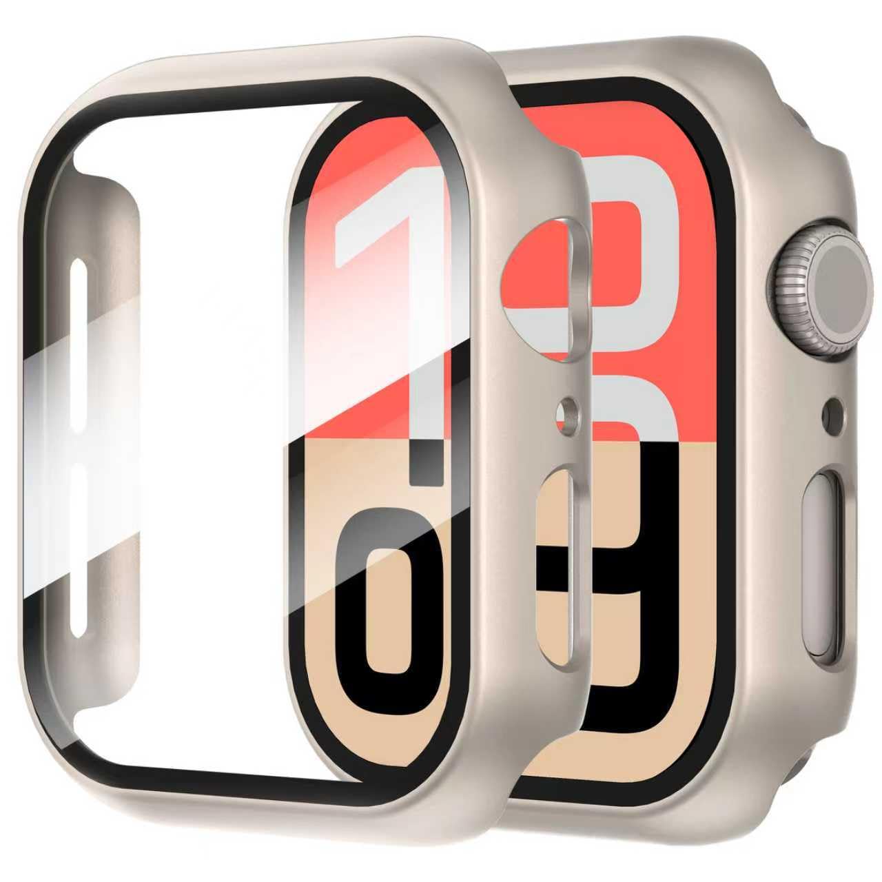 Diruite 2-Pack Screen Protector for Apple Watch SE 3/2/1 /Series 6 5 4 40mm Tempered Glass Case,All Around Hard Matte PC Protective Cover,Titanium Steel,40mm — image 1