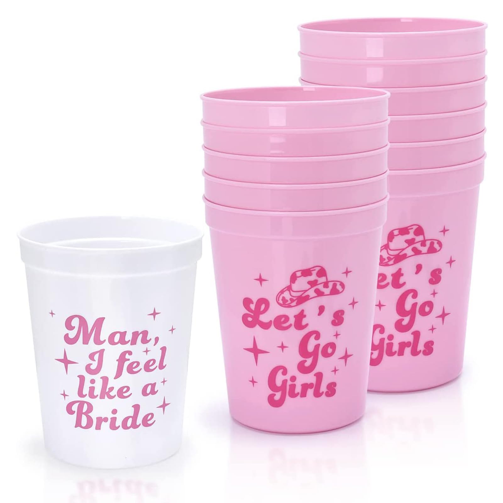 Embhlitfe 12 Pcs Bachelorette Party Bride Tribe Cups,White Pink Bridal Shower Cups Hen Party Cups,Bachelorette Party Drinking Cups for Engagement Wedding Supplies Hen Party Accessories (Pink)