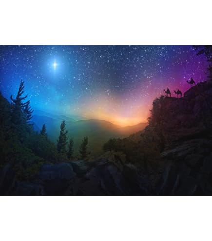 CHNYWORK 10x8ft Christmas Nativity Scene Backdrop Baby Jesus In The Manger With Joseph Mary Shepherds Three Wise Men Star Of Bethlehem Background Religion Church Jesus Birth Party Decor Photo Props