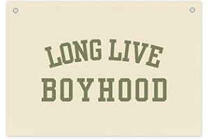 BONETAT Long Live Boyhood Boys Room Decor - Linen Nursery Banner for Toddler Room Decoration, Farmhouse Kids Wall Hanging, Canvas Banner Flag for Baby Shower, Birthday Gift - A13