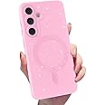MINSCOSE for Samsung Galaxy S24 FE Magnetic Neon Phone Case[Compatible with Magsafe],Cute Bling Glitter Thin Slim Shockproof Sparkly Cover for Women Girl for Samsung Galaxy S24 FE -Pink