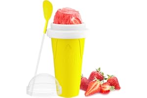 SRMIRO Slushy Maker Cup, Slushy Cup TIK Tok Frozen Magic Squeeze Cup Cooling Maker Cup Quick Frozen Smoothies Cup Ice Cream Maker Cup for Children (Yellow)