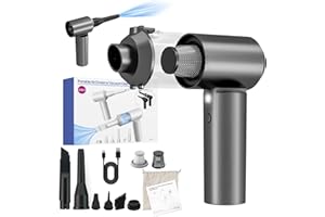 Carforu Car Vacuum Cleaner, 16000PA Car Vacuum Portable Cordless, 4-in-1 Mini Handheld Vacuum with Brushless Motor and Type C, Strong Suction Portable Vacuum for Car, Office, Home (Silver Grey)