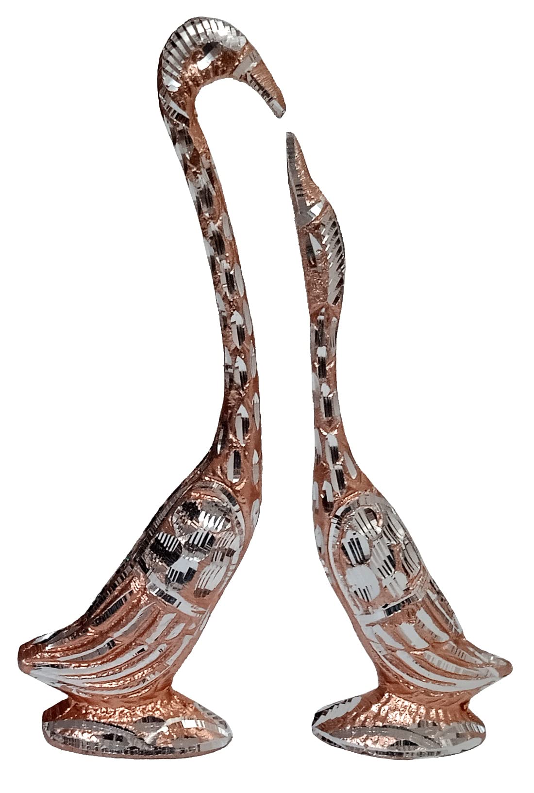 Purpledip Metal Figurine Love Birds Swan Duck Pair: Feng Shui Symbol Of Love & Romance (12567)