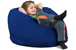 ULTIMATE SACK Kids Bean Bag Chair, Oversize Bean Bag Chair for Adults, Comfy Chair Bean Bag Couch Lounge Sofa Loveseat Furniture | Electric Blue Suede