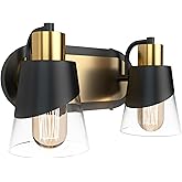 URSOLA 2 Lights Bathroom Vanity Light, Bathroom Lighting Fixtures Over Mirror, 13.8 inch Bathroom Light Fixtures Black and Go