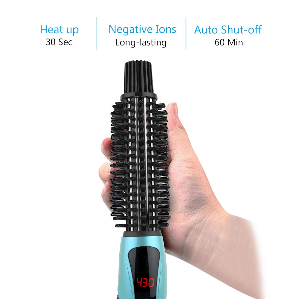 PHOEBE Curling Iron Brush, Dual Voltage Travel 1 Inch Ceramic Tourmaline Ionic Hair Curler Hot Brush, Professional Anti-Scald Instant Heat Up Curling Wands, Heated Styler Brush for Long Hair: Beauty