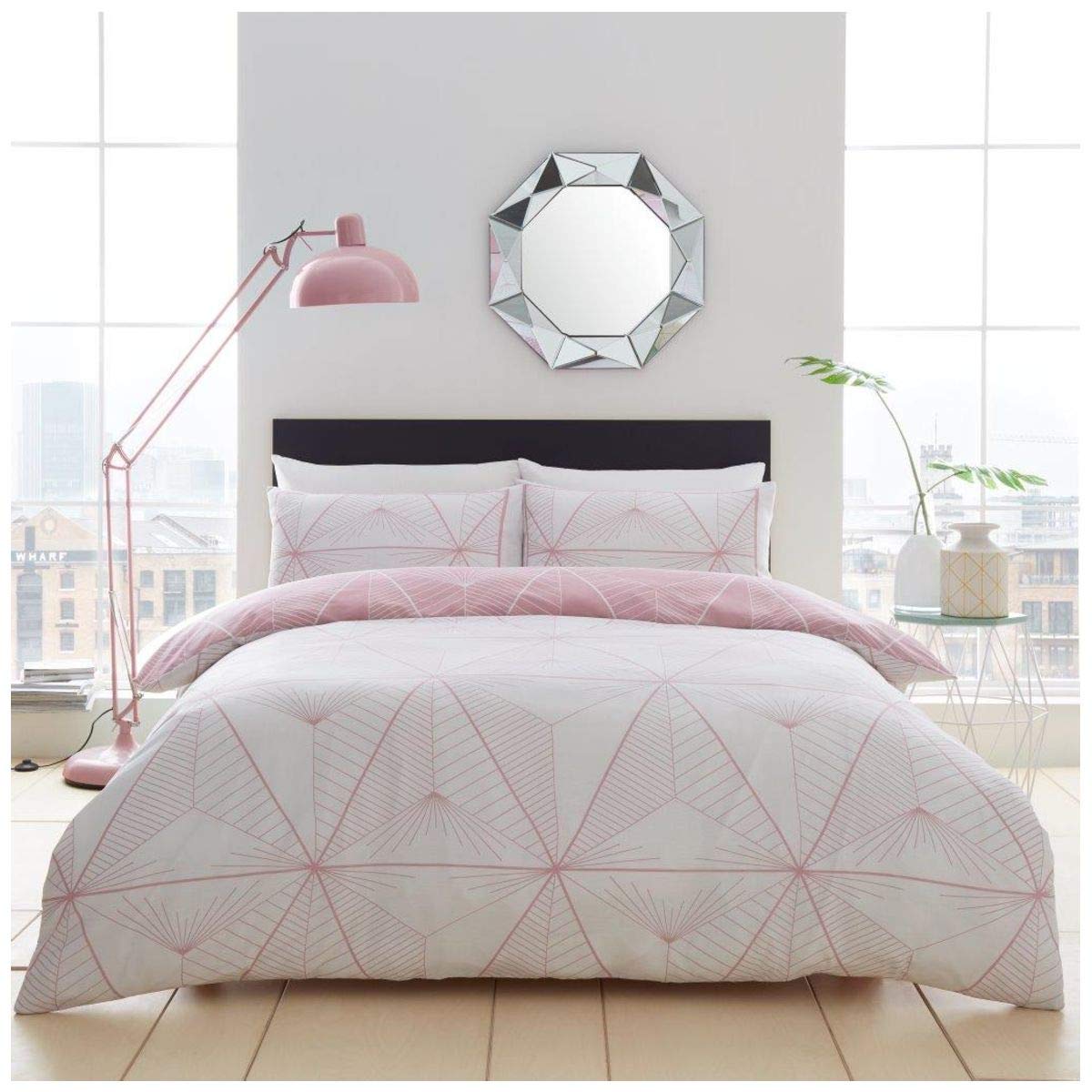 GC GAVENO CAVAILIA Easy Care Zander Duvet Cover, Reversible Cosy Quilt Bedding Set, Luxury Quality, Blush-Pink, Kingsize, Polycotton, King