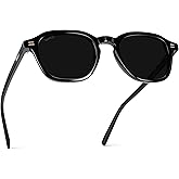 WMP Eyewear - Men's Polarized Retro Sunglasses - Classic Geometric Square Style, Acetate Frame, Keyhole Bridge
