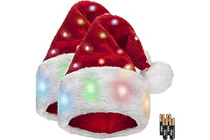 Winks Novelty Plush Santa Hat - Light Up, Funny Christmas Hats for Kids & Adults