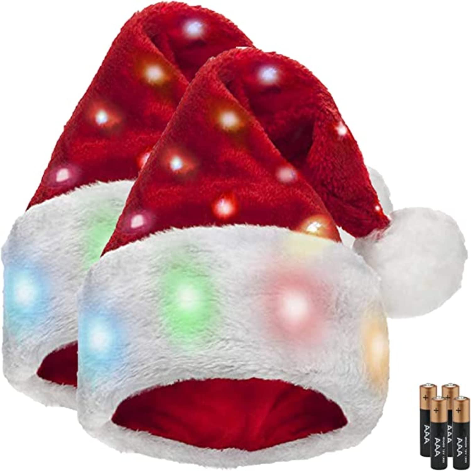 Winks Novelty Plush Santa Hat - Light Up, Funny Christmas Hats for Kids & Adults