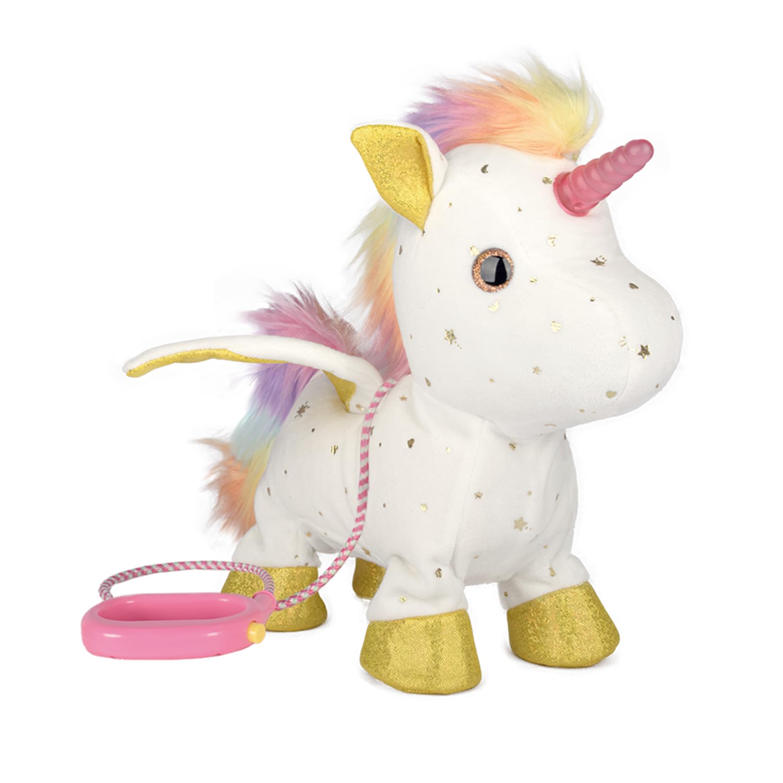 Unicorn Gift Toys for Girls Age 4-6,Interactive Light-Up Walking Unicorn Plush Toy, Remote Control Leash, Electronic Plush Toy with Lights, Musical Rhythms, and Moving Wings,Birthday Gift for Girls