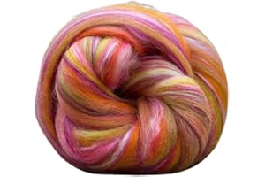 Revolution Fibers – Constellation Range Roving (8 Ounces) | Multicolored Tonal Blend of 70% Dyed Merino and 30% Tussah Silk Combed Top | Soft Fiber for Felting, Spinning, Knitting (Libra Orange)