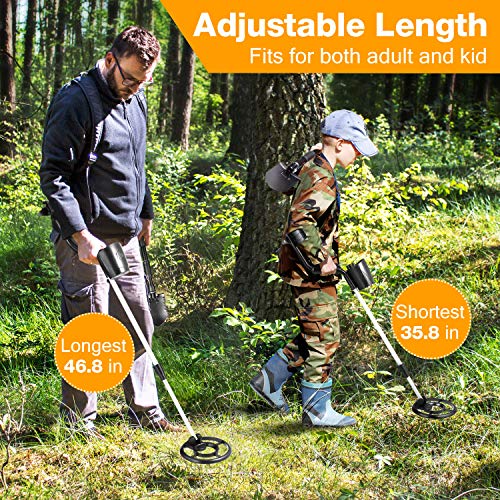 URCERI Metal Detector Waterproof Professional Gold Finder Ultimate Treasure Hunter with Pinpoint Function, Submersible Search Coil & Folding Shovel Included easy for Kids and Adults