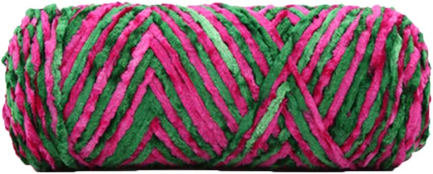400g DIY Crochet Knitting Yarn Arm Knitting Yarn Fluffy Velvet Chenille Yarn Knitting Materials Knitting Yarn for Hats Slippers Blanket Rug Mat Scarf Pink Green