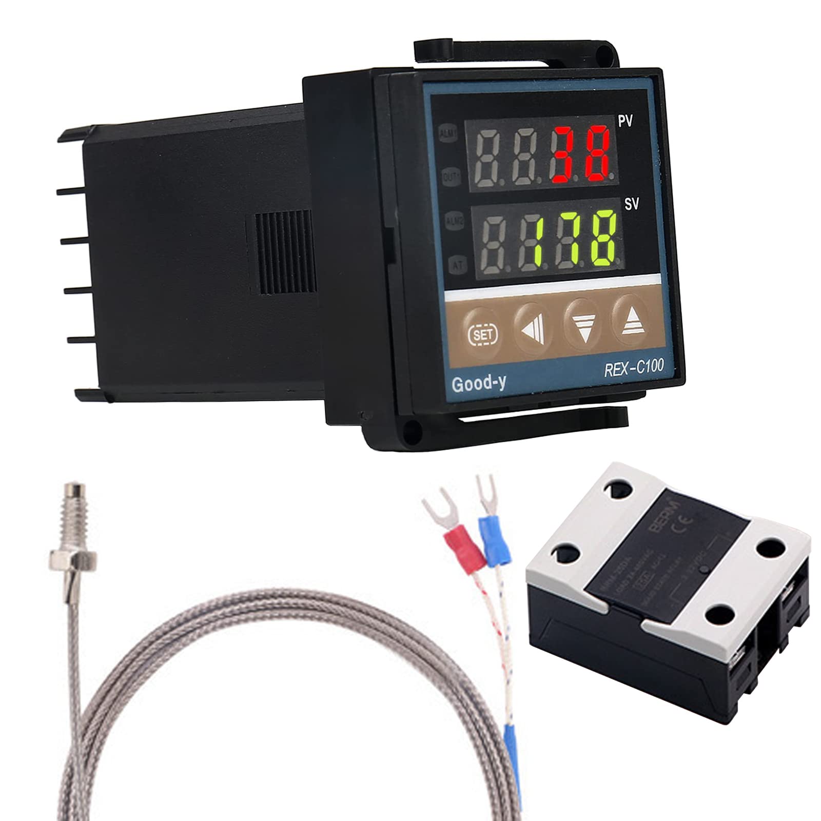 WANGCL Digital PID Controller Intelligent Thermostat with 25A SSR Relay K Type Thermocouple for Electrical Energy Chemical Industry Holding Tanks Ovens - 0-1300 ℃