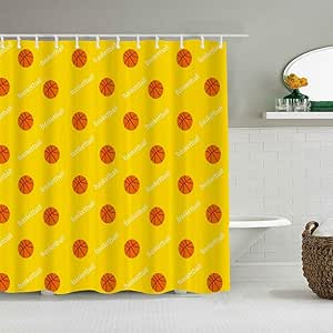 MJIAX Cortina de baño de Tela de poliéster,Balón temático de Baloncesto