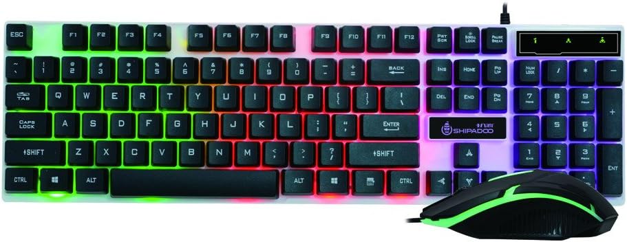 HAHAP Gaming Keyboard and Mouse ComboLED Rainbow Color Backlight Adjustable Gaming Game USB Wired Keyboard Mouse Set