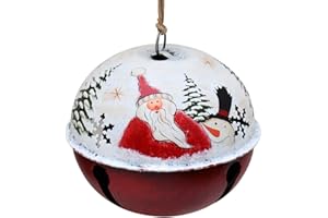 Attraction Design Christmas Jingle Bell Hanging Ornament, 6X6 Inch Rustic Christmas Tree Santa Claus Decoration Bell Ornament Wall Door Hanging Decoration Party Decor Xmas Gifts (Jingle Bell D)