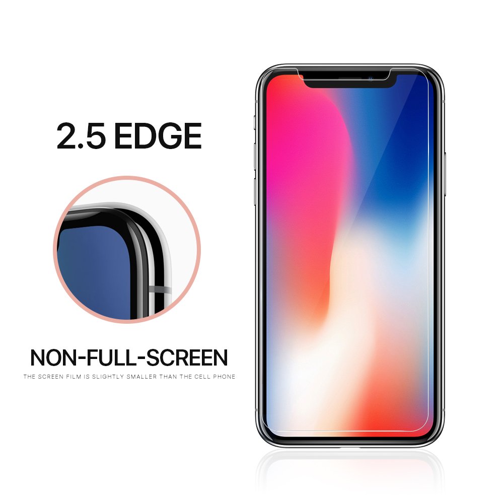Tembin 2 Pack Clear Tempered Glass Screen Protector for iPhone X Case Friendly 9H Hardness Anti-Oil/Scratch/Fingerprint Screen Film for Apple iPhone X/10