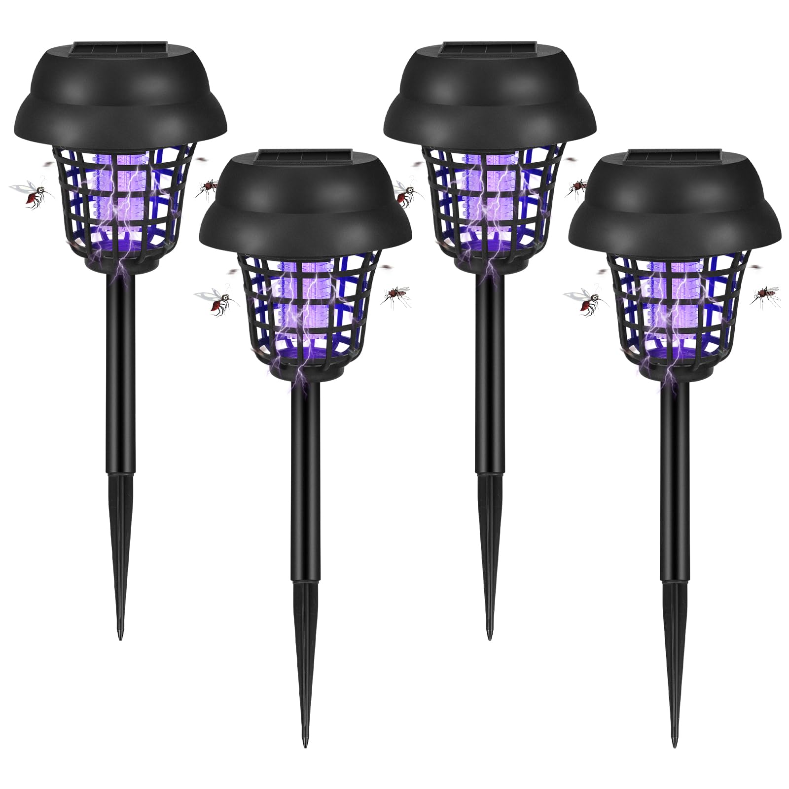 Photo 1 of 2026 Upgraded Solar Bug Zapper Outdoor Mosquito Repellent Waterproof Mosquito Zapper & Killer for Gnats, Flies, Moths, Fruit Flies, Solar Powered Bug Lights for Garden, Patio, Backyard,4 Pack