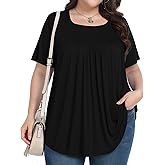PEVRL Plus Size Tops for Women Summer 2026 Short Sleeve Shirts Tunics Square Neck Casual Loose Blouses 1X-5X
