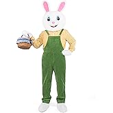 Aotiooy Easter Bunny Costume Adult, 5 PCS Deluxe Plush Rabbit Mascot Suit Party Dress, Cute Animal Cartoon Outfit for Men