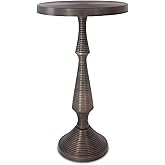 OBJET D'ART Small Round Gold Side Table, Alexandria II Accent Table, Vintage Brass Style Decor, 22” Height for Living Room an