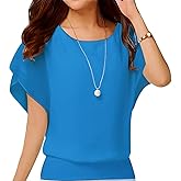 VIISHOW Women's Loose Casual Short Sleeve Chiffon Top T-Shirt Blouse
