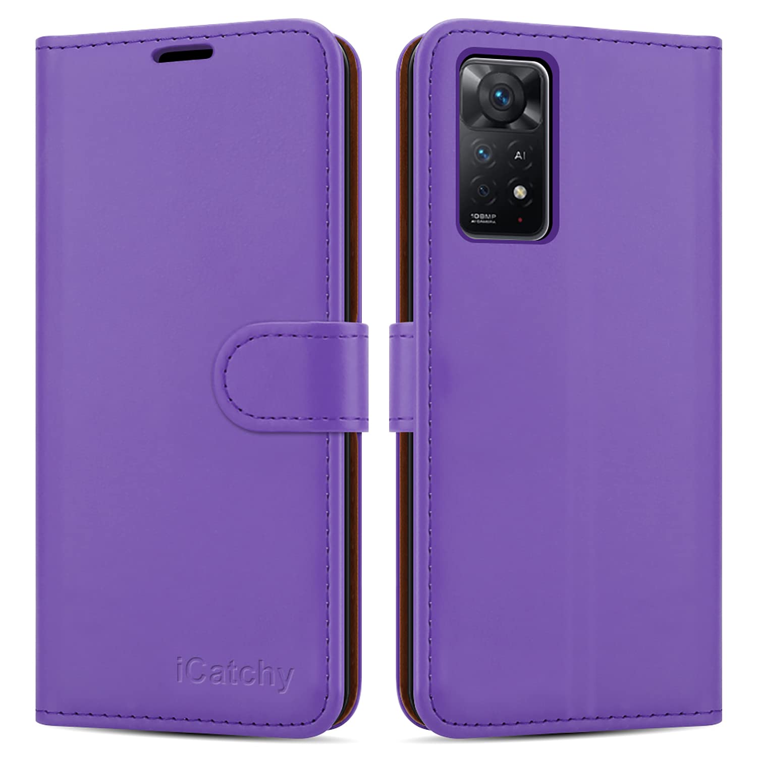 iCatchy for Xiaomi Redmi Note 11 Pro 5G Case Leather Wallet Book Flip Folio Stand View Cover with Card Slots and Kickstand for Redmi Note 11 Pro 5G Phone Cover (Lilac)