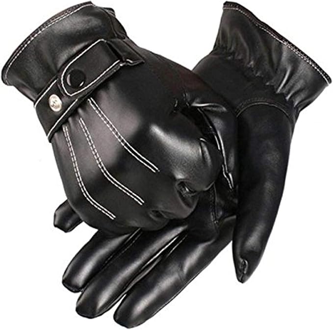 Men'S Boys Winter Gloves Faux Leather Cycling Gloves Comfortable Sizes Touch Screen Warm Leather 