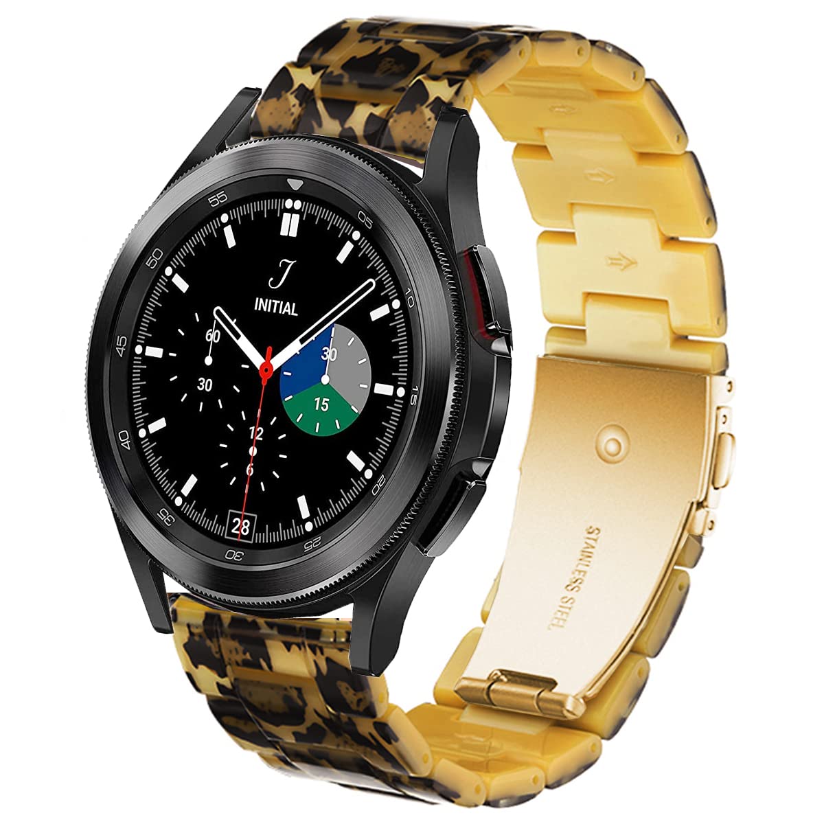 DEALELE Compatible with Samsung Galaxy Watch 6 / 6 Classic / 5 / 5 Pro / 4 / 4 Classic / 3 41mm / Active 2, 20mm Colorful Resin Replacement Strap for Huawei GT2 42mm / GT3 42mm, Leopard