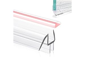PHMUNY Glass Door Bottom Seal, 1/4" x 39" Shower Door Clear Silicone Seal Strip and PVC Base Set, Frameless Glass Door Bottom Seal Sweep Glass-Stop Shower Leaks Frameless Shower Door Seal Strip