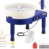VEVOR 14in Pottery Wheel for Adults Beginners, 0-6in Height-Adjustable, 450W Pottery Forming Machine 60-300RPM Electric Ceramic Wheel, Blue