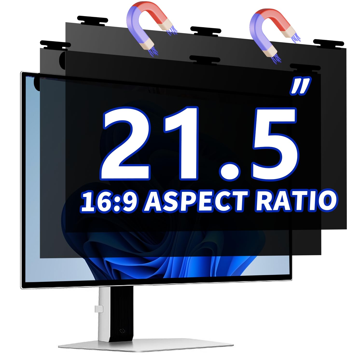 Photo 1 of [2 Pack] Magnetic Computer Privacy Screen Filter 21.5 Inch for 16:9 Widescreen Monitor Desktop PC, 21.5in Hanging Removable Anti Glare Blue Light Protector, Double Sided Reversible Eye Care Film