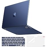 MOSISO Compatible with MacBook Air 13 inch Case 2026 2025-2022 M4 A3240 M3 A3113 M2 A2681, Matched Laptop Color,3 in 1 Kit Seamlessly Closes Crack-Resistant Shell for MacBook Air 13.6, Midnight Clear