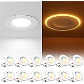 Amico 12 Pack 5/6 Inch LED Can Lights with Night Light, 5CCT Retrofit Recessed Lighting Selectable 2700/3000/4000/5000/6000K, Dimmable, 12W=110W, 1100LM Downlight - ETL & FCC