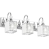 Ralbay Chrome Crystal Bathroom Vanity Light - 3-Lights, 24" Modern Wall Light Fixtures