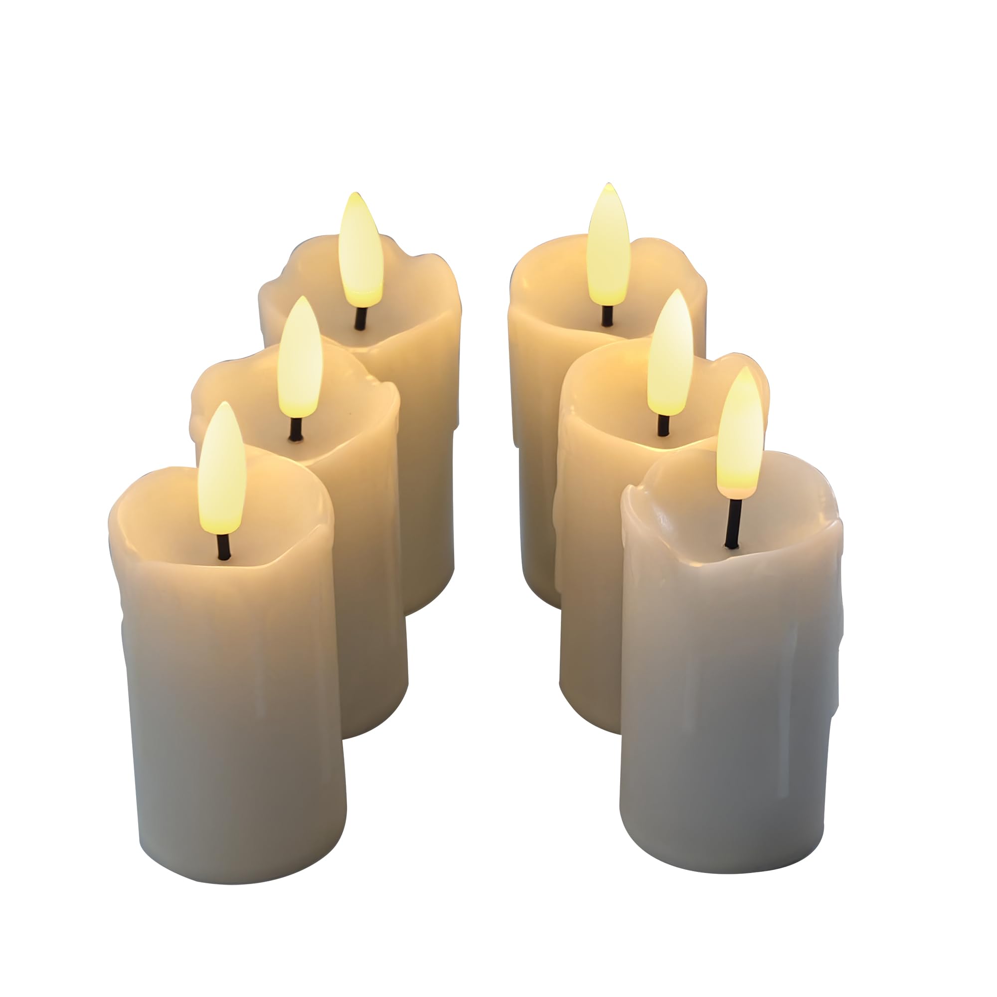 Photo 1 of YINCHI Battery Operated Flameless Votive Candles with Auto Daily Cycle Timer Long Lasting Realistic Black Wick Electric LED Candles for Wedding Party Holiday Halloween Christmas Decorations 6 Pack