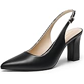 DREAM PAIRS Womens Slingback Heels Chunky Block Heels Pointed Toe Closed Toe Pumps Comfortable Work Office Business Shoes