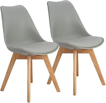 Eggree 2er Set Esszimmerstuhle Skandinavisch Kuchenstuhl Stuhle Modern Mit Massivholz Eiche Bein Und Kunstlederkissen Grau Amazon De Kuche Haushalt