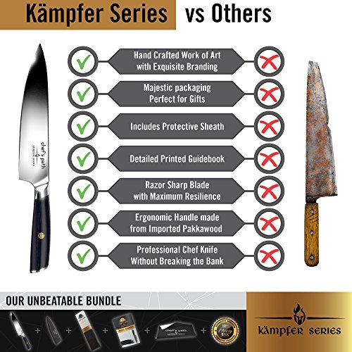 Best Kitchen Knife 8 Inch - Professional Chef Knife - Ultra Sharp Chefs Knife - German High Carbon Stainless Steel -Amazing Value with Sheath, Exquisite Gift Packaging & Booklet - CHEF'S PATH - Thumbnail 6